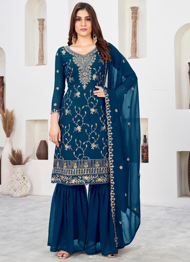 Georgette Morpeach Festival Wear Embroidery Work Sharara Suit